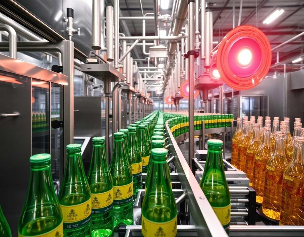 裝瓶廠的生產線